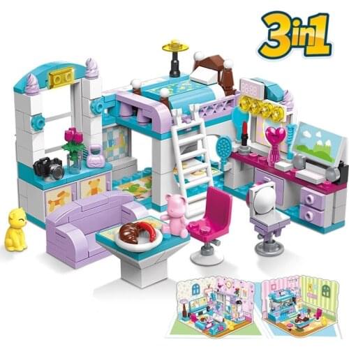 194pcs Enlightenment Building Blocks 4801 Girls Home Assembling Bedroom Kitchen Living Room Assembling Model Dollhouse Gifts