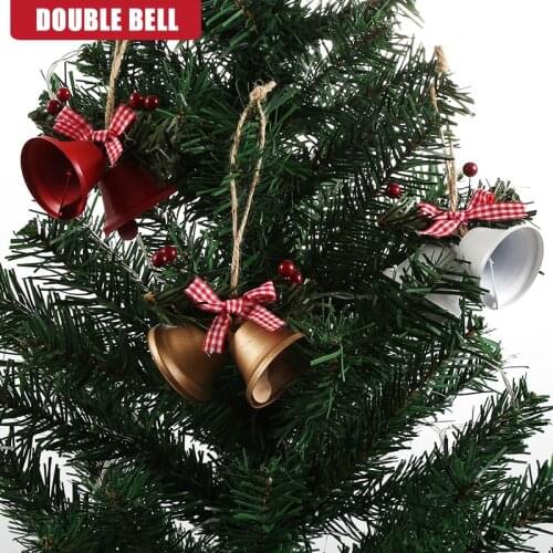 2021 Christmas 4.5CM Metal Dual Bell Xmas Tree Decoration Hang Pandant Ornaments Christmas Decor For Home Bar Party Decoration
