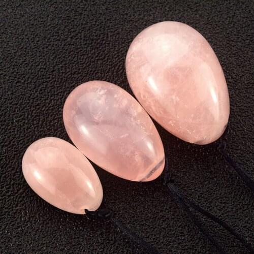 3 pcs/set Drilled Natural Rose Quartz Egg Yoni Eggs for Kegel Exercise Jade Egg as Valentine 's Gift