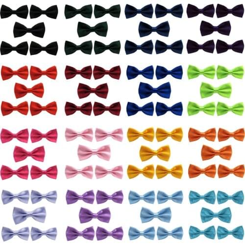 5 PCS Men Classic Satin Bow Tie Wedding School Adjustable Solid Color Bowtie BWTYY1001
