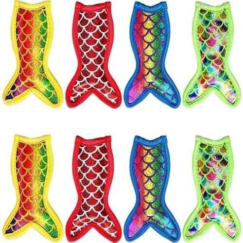 8Pcs Ice Sleeves, Freezer Popsicle Sleeves, Mermaid Ice Sleeves Holder Bag, Reusable Washable Ice Popsicle Holder