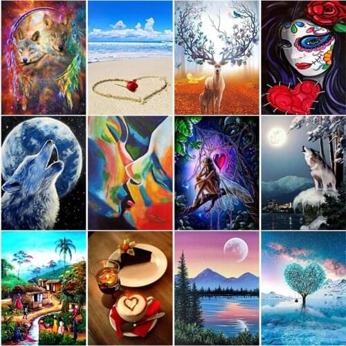 5D Animal DIY Diamond Painting Cross Stitch Kit Mosaic Full Square&Round Drill Diamond Embroidery Wolf Needlework Art Gift