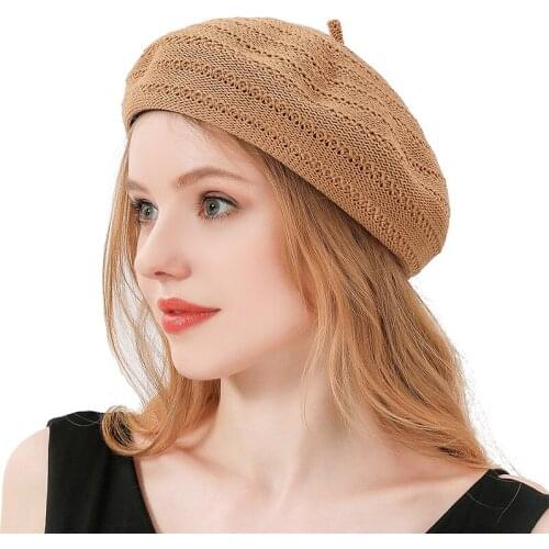 Beret women 2021 new retro spring and summer breathable hollow hat Korean art students all-match painter cap