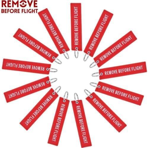 REMOVE BEFORE FLIGHT Wholesale Keychain for Motorcycles and Cars Key Chains Jewelry 100 PCS Aviation Gifts Embroidery Key Chain