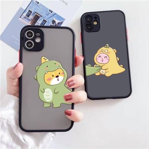 Phone Case For iPhone 12 11 Mini Pro XR XS Max 7 8 Plus X Cute Dinosaur Baby Fashion Matte transparent Cover