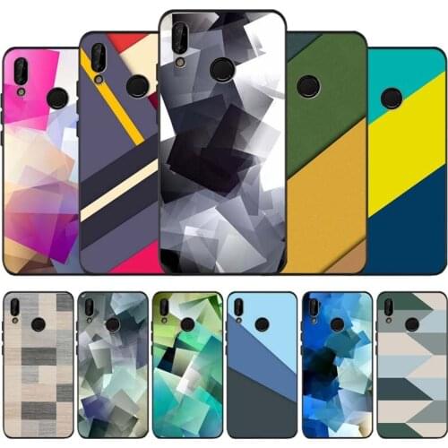 Geometry black soft Phone Case for huawei P40 P30 P20 P10 Pro lite P9 Lite nova 4E 6SE Psmart 2019 Y6 9 Prime