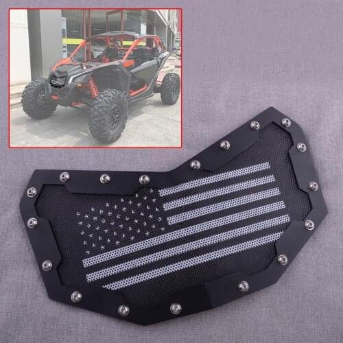 Black Stainless Steel Grill Grille Front Bumper Mesh Kit Fit for Can-Am Maverick X3 2021 2020 2019 2018 2017 American Flag