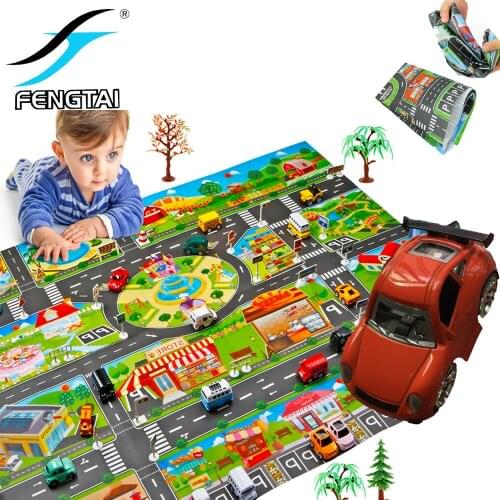 Traffic highway map city building parent-child educational education polyester paper game mat