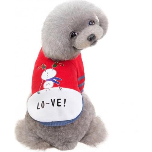 Pet Cat Hoodies Xmas Snowman Pattern Color Patched Soft Cotton Sweatshirt Two-legged Dog Clothes