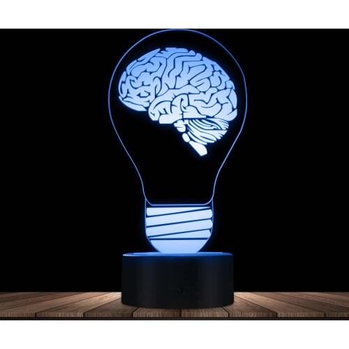 Intelligence Knowledge Brain Light Bulb Designed Lamp LED Night Light Table Lamp Brainy Bulb 3D Optical illusion Novelty Light