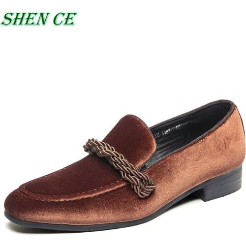 SHEN CE Shoes Men Loafers Solid Soft Mens Shoes Casual Slip on Fashion Breathable Suede Leather Moccasins Big Size 48