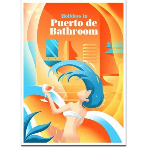 Canvas Print Puerto de Bathroom Poster Decorative Picture Modern Wall Art Paintings Home Decor No Frame