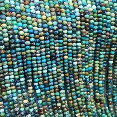 Natural Hubei Turquoise faceted rondelle seed beads wheel charm For Jewelry Making DIY Bracelet necklace