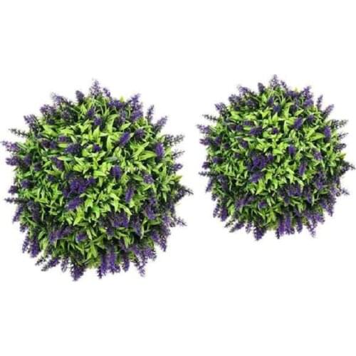 New Artificial Purple Lavender Flower Ball Hanging Garden Basket Plant Decoration Stage Decoration 2 Packs 20cm, 25cm