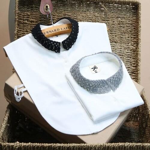 Autumn Winter Collocation Shirt Detachable False Collar Original Peter Pan cotton collar Wild Cashmere Black and White Chiffon
