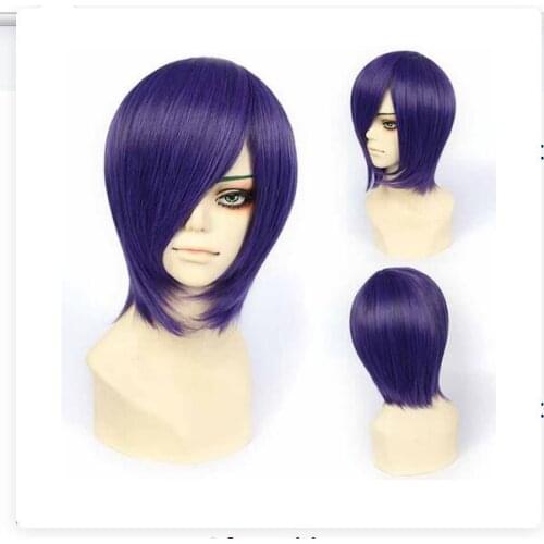 Hot heat resistant AA Party hair>>>Tokyo Ghoul Tokyo Guru Toka Kirishima Short Dark Purple Anime Cosplay Wig