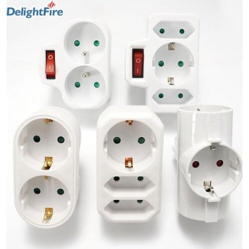 1 to 2/1 to 3 Way Extended Socket EU Standard Conversion Socket ON/OFF Switch 16A 250V France German Style Plug CE