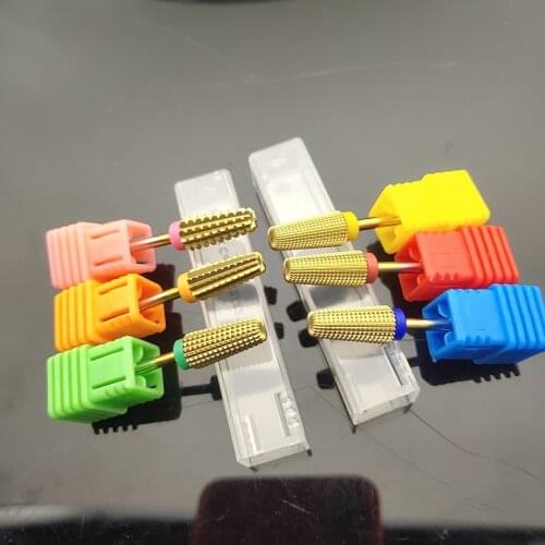 Gold Plated 5 in 1 Carbide Nail Drill Bits With Cut 2-Way Drills Tapered Bit Milling Cutter For Manicure Nails Accessories