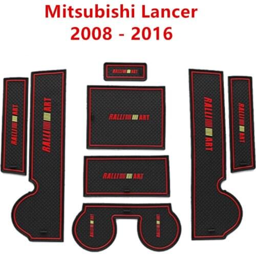 Anti-Slip Gate Slot Mat Rubber Cup Coaster for Mitsubishi Lancer 2008 - 2016 Ralliart EVO X Galant Fortis EX Accessories Sticker