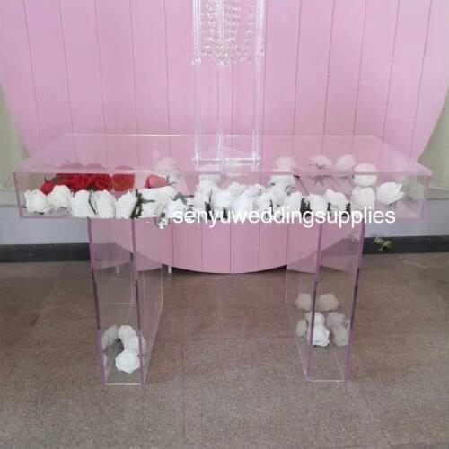 Luxury Flower Table Clear Transparent Acrylic Ghost Table for Wedding senyu2256