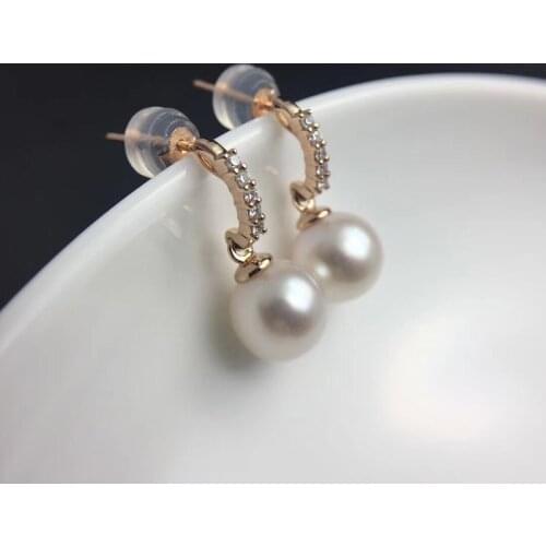 Sinya Au750 Gold diamond stud earring with Natural southsea pearls earring fashion design jewelry for women girls Mum News