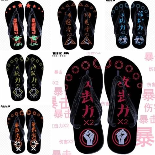 Anime JK Merchandise Game Buff Spoof Fantasy Chinese Word Shoes Casual Art Flip Flops Beach Sandals Vacation Slippers Woman Men