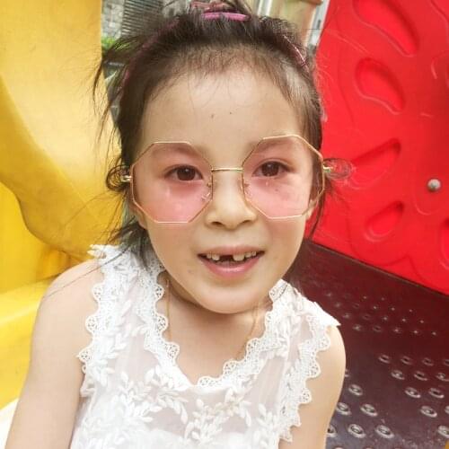 SomeCool Summer Kids sunglasses Polygonal Shaped Baby Girls&boys UV400 sun glasses Anti-reflective lens Gold leg Cute Oculos n74