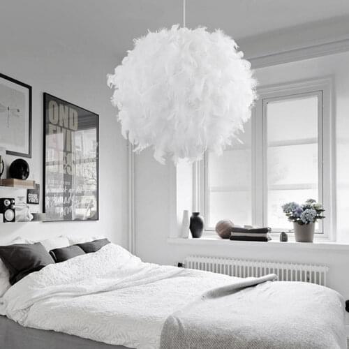 Feather LED Pendant Light Nordic Style Shade Morden Living Room Bedroom Lampshade Indoor Restaurant Hotel Decor Ceiling Lamp