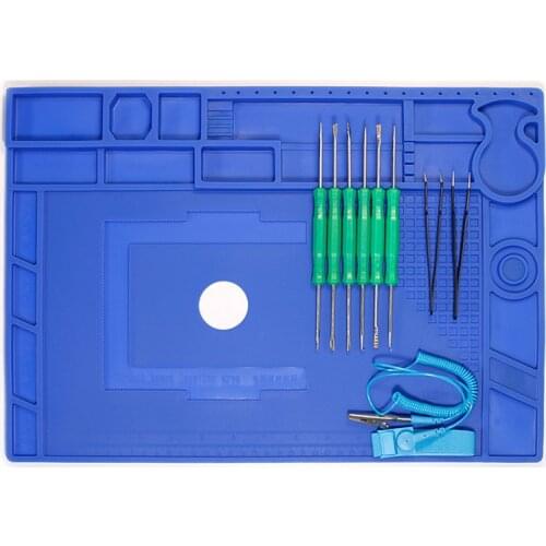 YIHUA 2 colors Heat Resistant Soldering Mat BGA PCB With Magnetic Heat Insulation Working Pad Soldering Silicone Mat Repair Pad