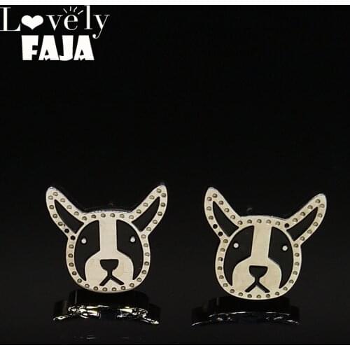 Fashion Bulldog Enamel Stainless Steel Stud Earrings for Women Silver Color Earrings Jewelry pendientes mujer moda E61271S03