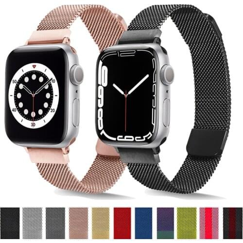Woman Slim Strap For Apple watch band 44mm 40mm iwatch 42mm 38mm Magnetic Loop Stainless Steel bracelet Apple watch 3 4 5 6 SE