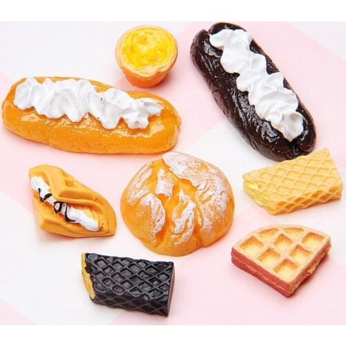 Resin bread biscuits DIY refrigerator stickers Material Phone Shell Decoration 10pcs Kawaii Resin Cabochons Patch Embellishment