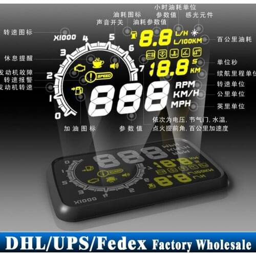 10Pcs/Lot Car Head Up Display System OBD2 Hud Speed Engine Details Showing Vehicle-Mounted OBD II Hud