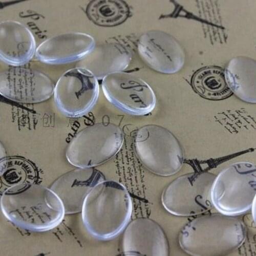 100 Transparent Clear Oval Dome Flatback Glass Cabochon 10X14mm