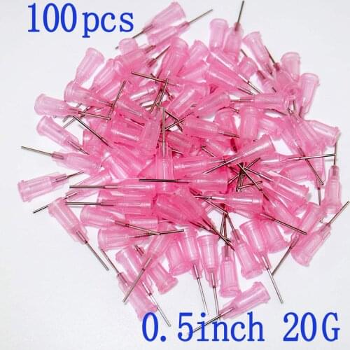 100pcs, Dispensing Needles Syringe Needle Blunt Tip 20Gauge x 0.5" (0.5inch Length) With Luer Lock for Mixing Many Liquid (20Ga)