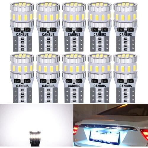 10X NEW T10 W5W LED Bulbs Canbus 3014SMD For Car Parking Position Lights Interior Map Dome Lights 6000K White Auto Lamps 12V