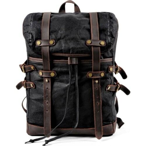 2020 Mens Canvas Bag Leisure Backpack Male Waterproof Student Travel Bag Mens Bow Shoulder Strap Soft Handle Men Solid Color