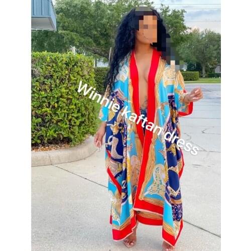 2021 Popular Dashiki Floral Summer Swimwear Kimono For Women Traditional Middle East Dubai Muslim Women Abaya Ramadan Bohemian