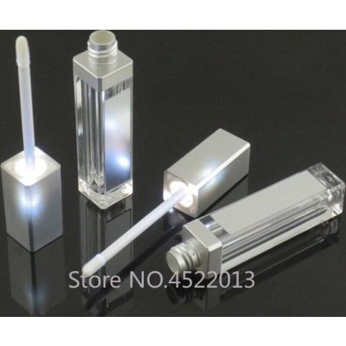 5/10/20/30/50pcs 7.5ml Square Lip Gloss Tube Empty Lip Gloss Bottle With LED Light Mirror Clear Cosmetic Containers Makeup Tools