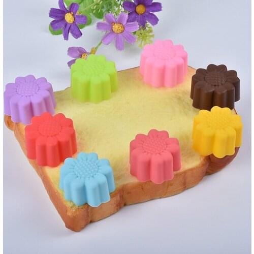 6pcs New Silicone Cupcake Mold Flower Cake Muffin Mold Bakeware Non-stick Heat Resistant Reusable Silicone Cake Molds Candy Diy