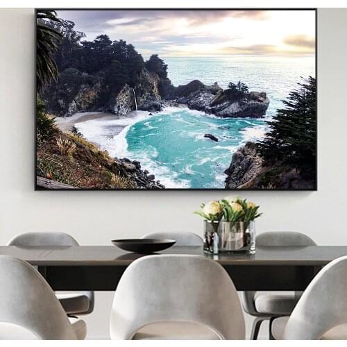 Alpine Cape Natural Landscape Canvas Poster Sea View Seaside Cape Art Frameless Poster Printing Home Living Room Decor Art Wall