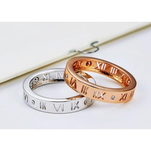 Atlas Roman Numerals Ring with Rhinestone 18K Gold Plated High Quality Gift Party for Wome #RG97449