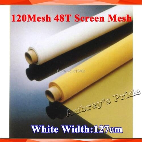 Free Shipping 5 Yards Meter White 120 Mesh Counts 48T 127CM Width Silk Net Stenci Polyester Silk Screen Printing Mesh