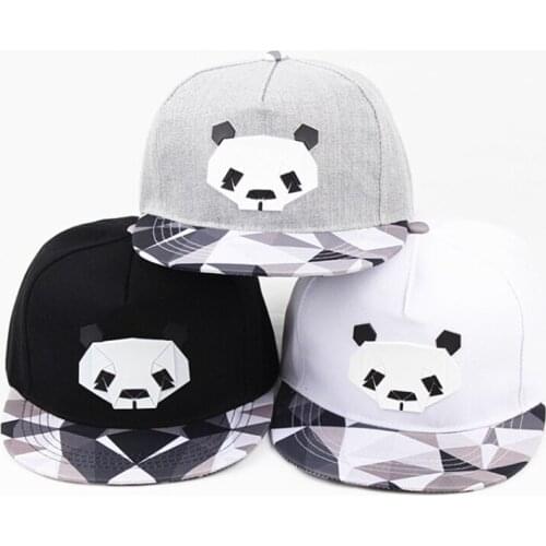 Snapback 3D Panda Baseball Cap Fashion Hip-hop Hat Cute Panda Rubber Hats Women Men Flat-brimmed Hat Outdoor Sports Cap