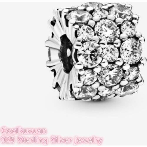 Winter 100% 925 Sterling Silver Clear Sparkling Charm beads Fits Original Pandora bracelets Jewelry Making