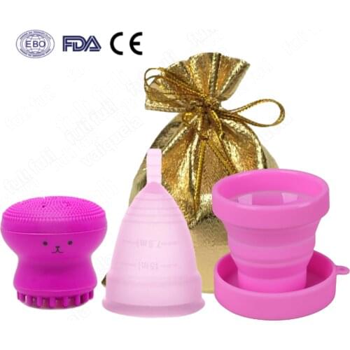 5PC Feminine Hygiene Lady Cup Menstrual Cup Silicone Mestruale Coupe Menstruelle Moon Period Cup Copa Menstrual Cup Sterilizer