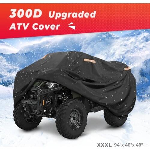 KEMIMOTO L17997 300D Oxford cloth PU ATV Cover w/ Reflective Strip Windproof Belt Quad For Polaris Sportsman for Yamaha Raptor