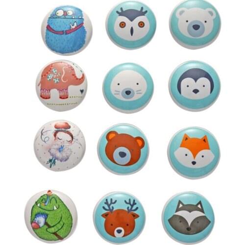 Children Bedroom Cartoon Ceramic Handles Wardrobe Cupboard Drawer Pulls Knobd Single Round Kitchen Door Rural Furniture Handles
