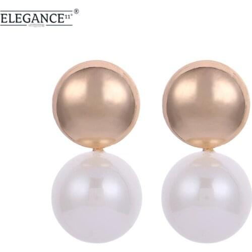 Elegance Big Simulated Pearl Earring KC Gold Stud White Pearl Pendant Women Party Jewelry for Wedding Engagement Wholesale