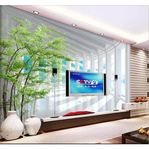 Photo Wallpaper 3D Stereo Blue Sky Green Tree Space Expansion Mural Wallpaper Living Room TV Sofa Background Wall Paper For Wall